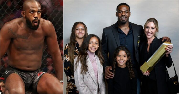 Jon Jones with his daughters and fiance.