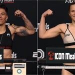 Jessica Andrade (left) and Erin Blanchfield (right) weigh in for UFC Vegas 69