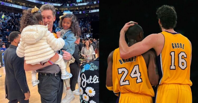 Pau Gasol with Kobe Bryant and his daughters