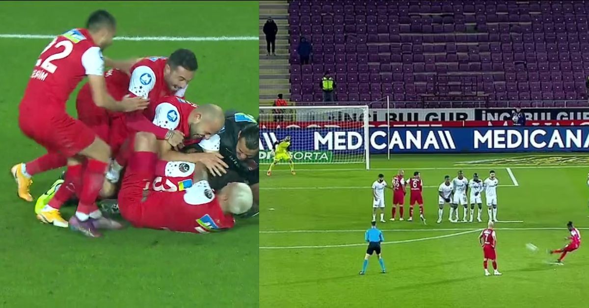 Hatayspor players celebrates after Christian Atsu's match-winning last goal of his life