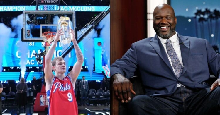 Mac McClung with the Dunk Contest title and Shaquille O'Neal