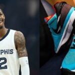 Ja Morant on the court and the Nike Ja 1 "Scratch"