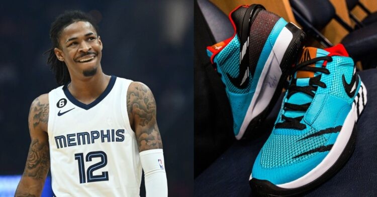 Ja Morant on the court and the Nike Ja 1 "Scratch"