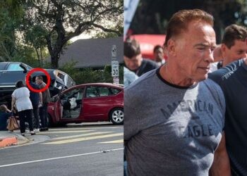 Arnold involved in a car accident (Credit: Daily Mail and BBC)