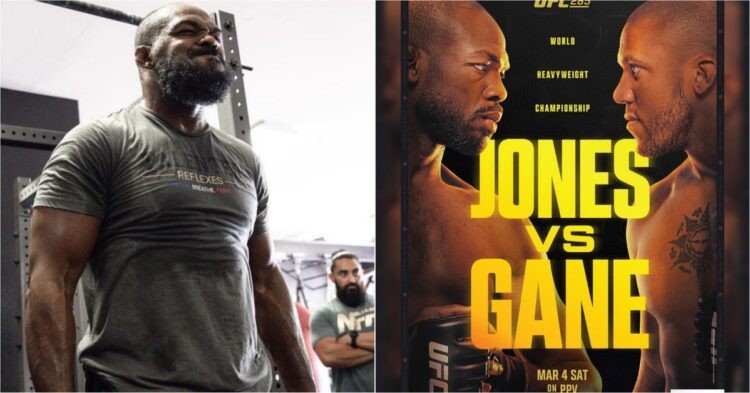 Jon Jones (left) and UFC 285 fight poster (right)
