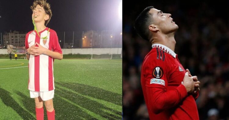 Cristiano Ronaldo's nephew copied his celebration.