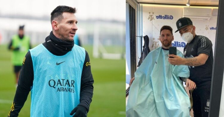 Lionel Messi and his barber Dani