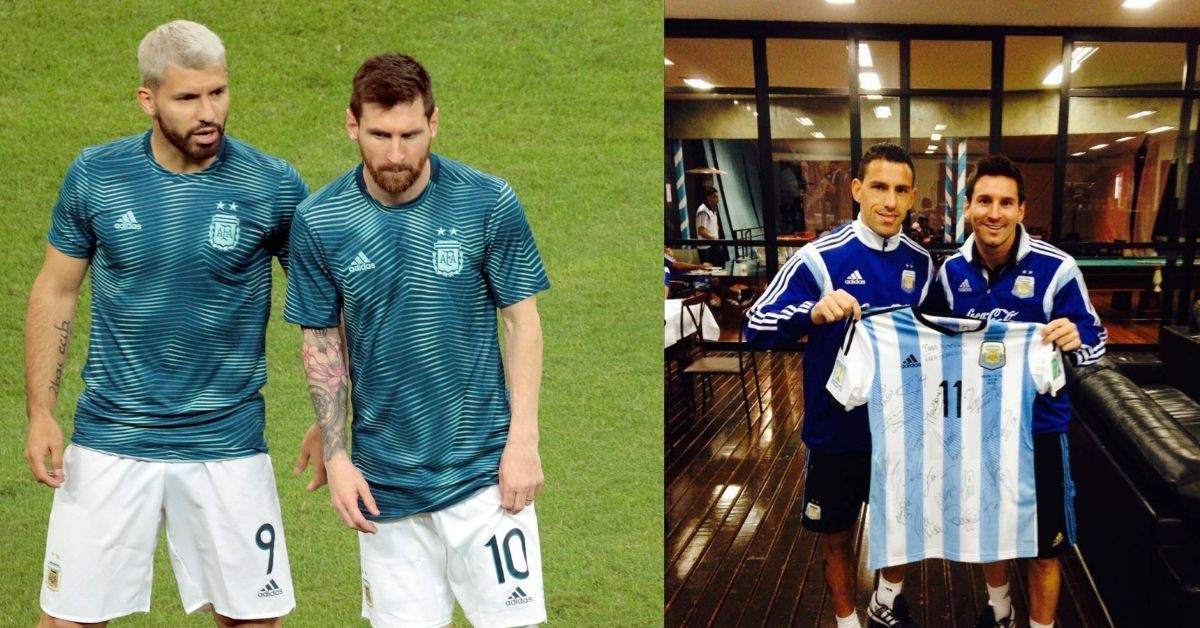 Lionel Messi with Sergio Aguero and Maxi Rodriguez