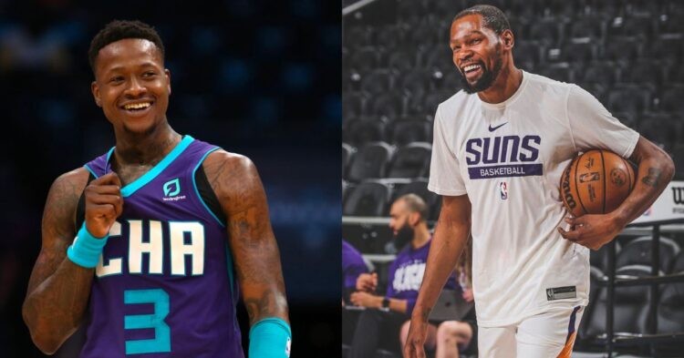 Charlotte Hornets' Terry Rozier and Phoenix Suns' Kevin Durant