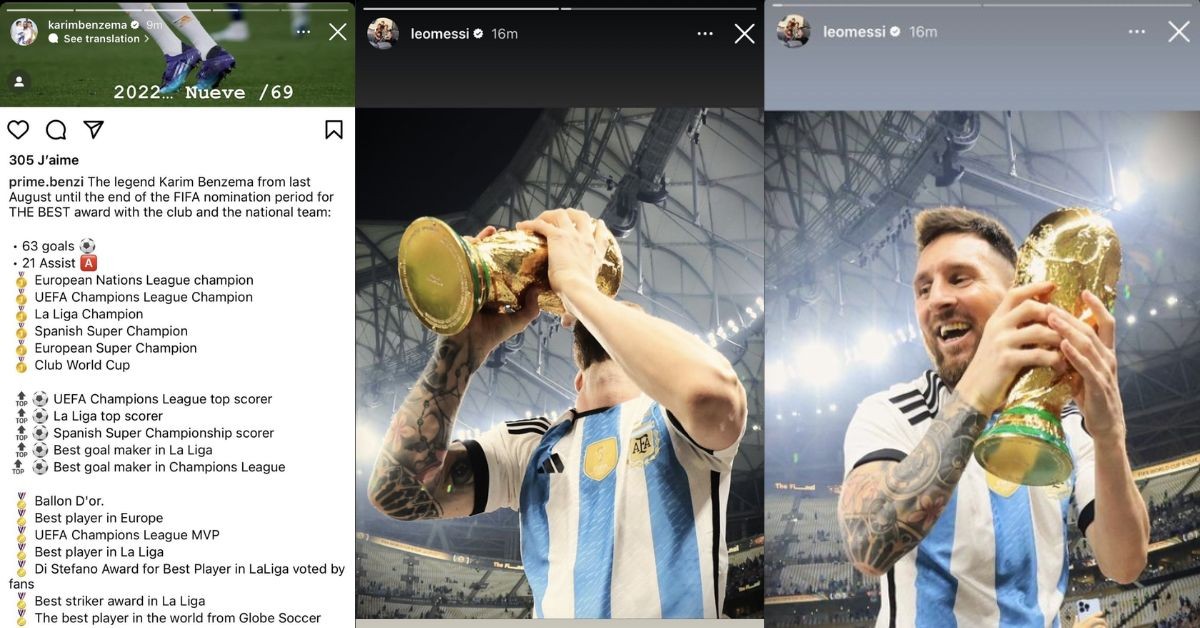 Karim Benzema and Lionel Messi took a dig at each other on Instagram