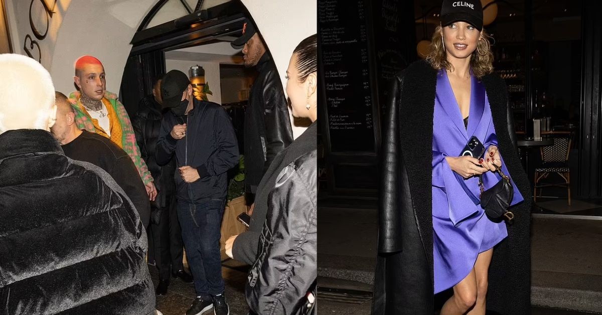 Leonardo DiCapiro ( in a black cap and black mask) and Rose Bertram were spotted together at a club in Paris recently