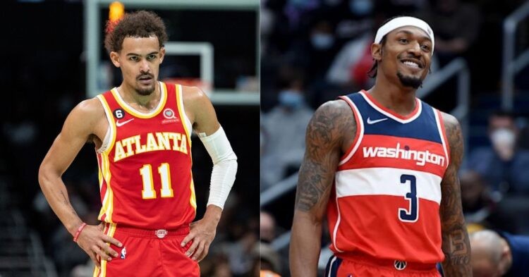 Atlanta Hawks' Trae Young and Washington Wizards' Bradley Beal on the court