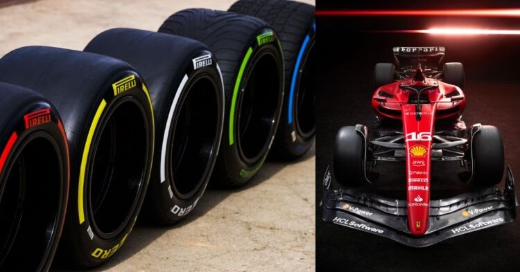 Types of tyres (left) , Ferrari SF-23 equipped with slicks (right) (Credit- F1 Chronicle , RaceFans)