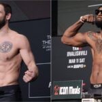 Nikita Krylov (left) and Ryan Spann (right) weigh in for UFC event