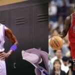 Michael Jordan on the court and in Space Jam with Bugs Bunny