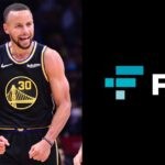 Stephen Curry on the court and the FTX logo