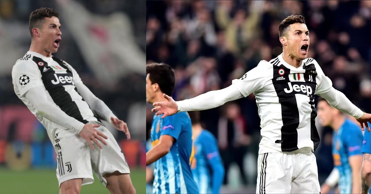 Cristiano Ronaldo celebrates after scoring a hat trick against Atletico Madrid
