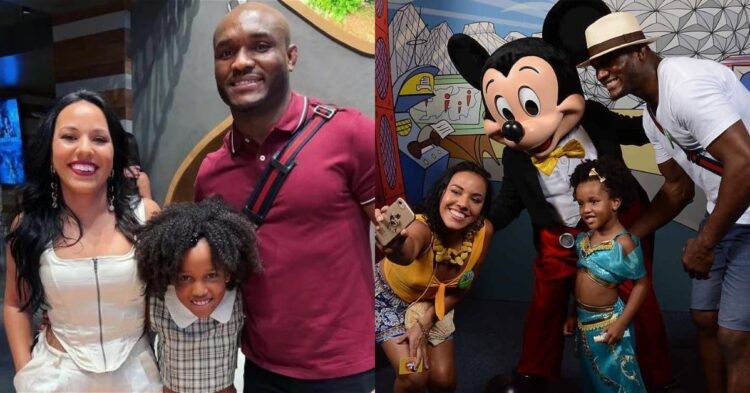 Kamaru Usman with his daughter and his ex-girlfriend