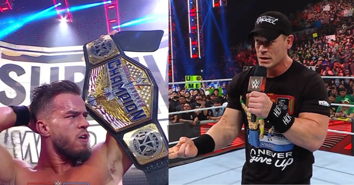 Austin Theory (left) and John Cena (right)