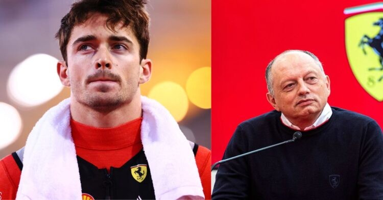 Charles Leclerc (left), Ferrari team principal Fred Vasseur(right) (Credit- F1)