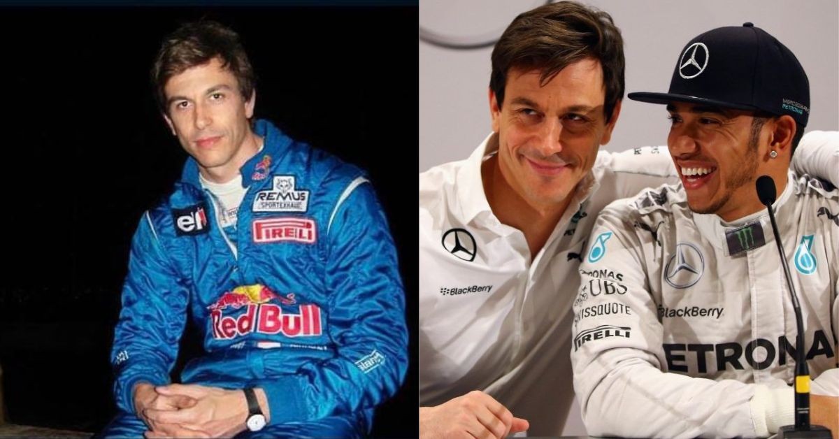 Young Toto Wolff (left), Toto Wolff with Lewis Hamilton (right) (Credits- Reddit, The Daily Telegraph)