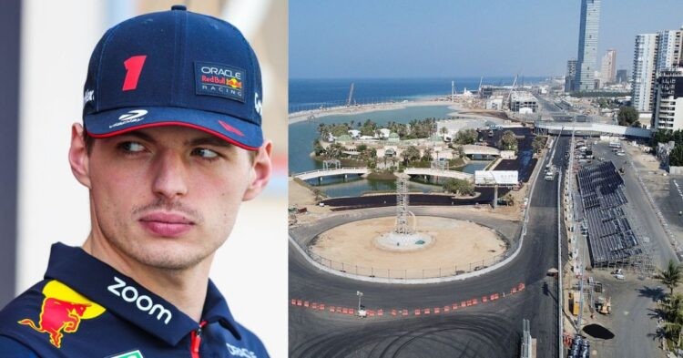 Max Verstappen (left), Jeddah Corniche Circuit (right)(Credit- PlanetF1, Autosport)