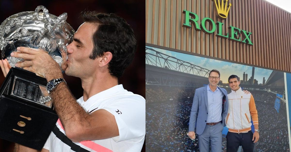 Roger Federer and Carlos Alcaraz endorsement with Rolex (Credit: Twitter)