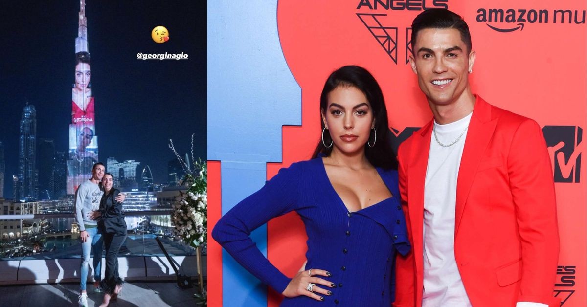 Cristiano Ronaldo surprised Georgina Rodriguez on her birthday with a light and laser show on the Burj Khalifa tower