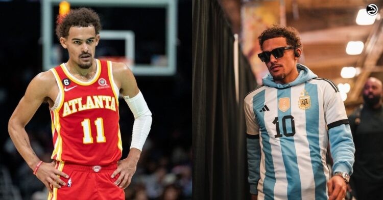 Trae Young wearing Argentina's jersey