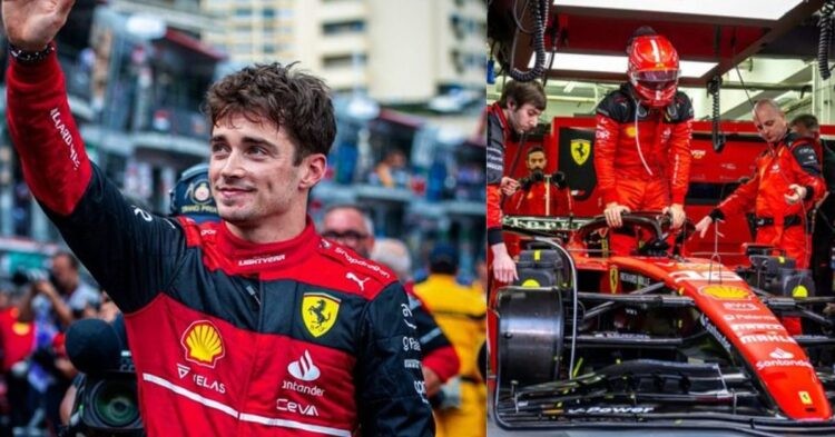 Charles Leclerc (left), Ferrari pit (right) (Credit- News18, Autoweek).