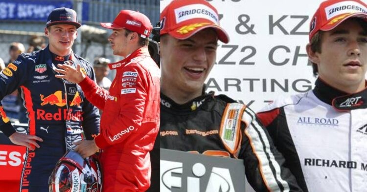 Max Verstappen and Charles Leclerc (left), Young Verstappen and Leclerc (right) (Credits- Planet F1, Gazzetta)