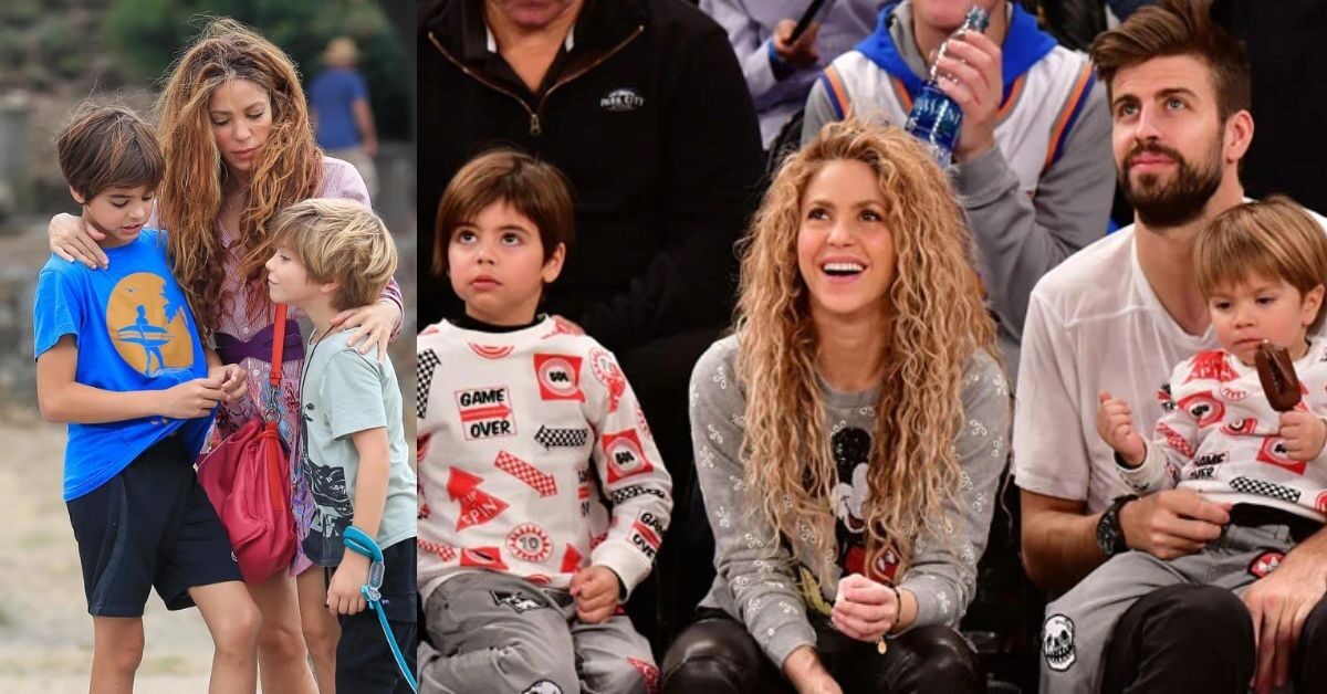 Shakira and Gerard Pique with their children e1679376908827
