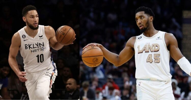 Brooklyn Nets' Ben Simmons and Cleveland Cavaliers' Donovan Mitchell on the court