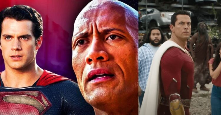 Henry Cavill, Dwayne Johnson and Zachary Levi in DCEU (Credit: The Direct and Parade)