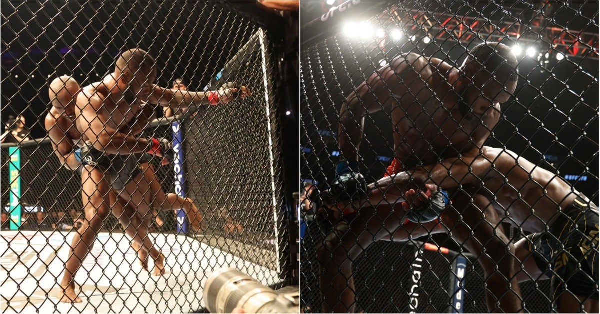 Leon Edwards grabbing fence at UFC 286