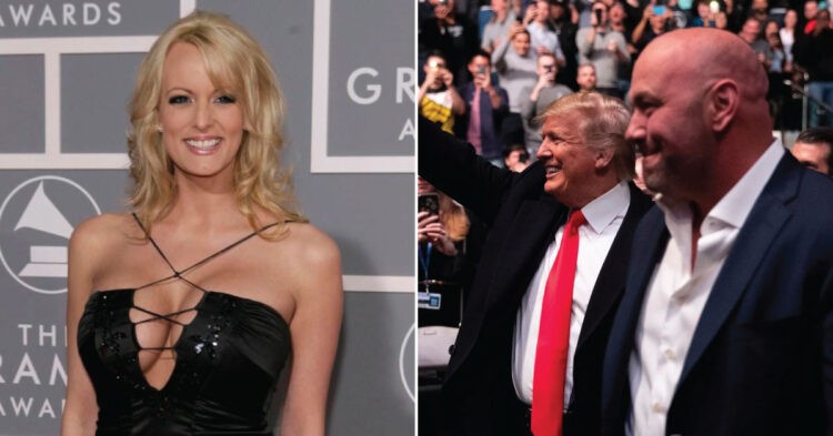 Stormy Daniels (left) and Donald Trump (middle)