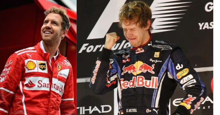 Sebastian Vettel (left), Sebastian Vettel's 1st WDC (Credit- The Sporting Blog, Motor Sport Magazine)