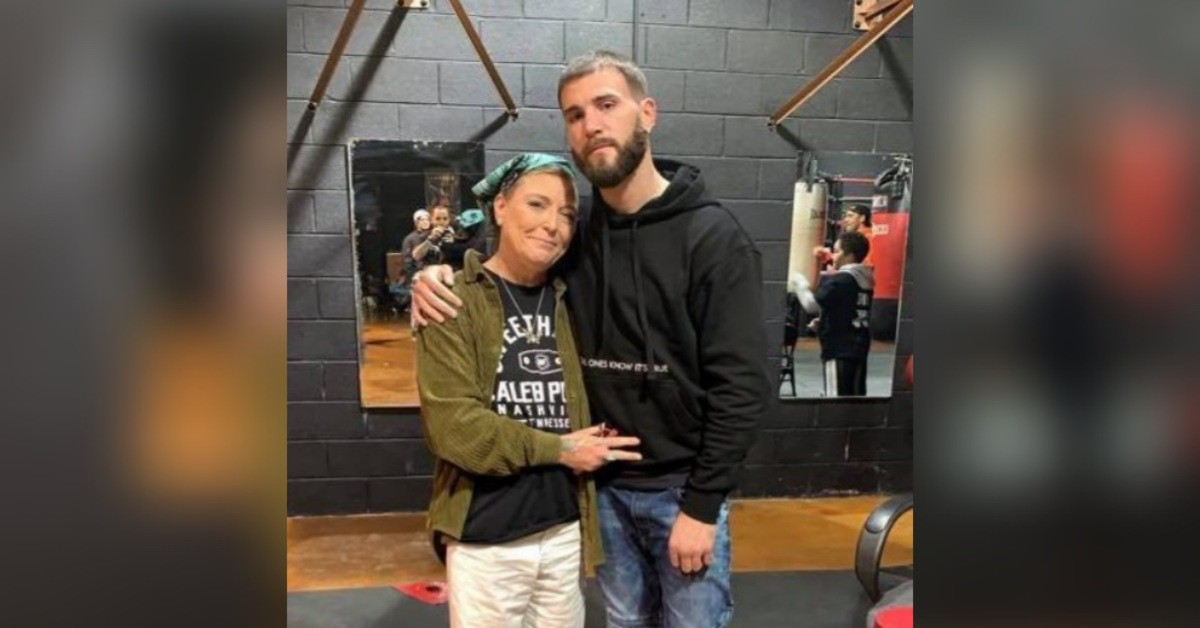 Caleb Plant with his mother Beth Plant