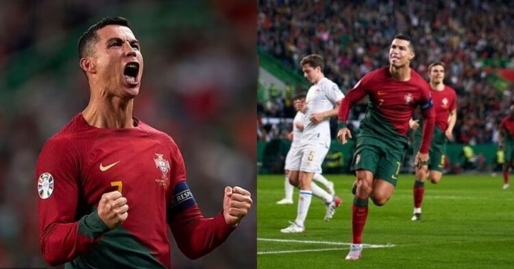 Cristiano Ronaldo celebrates against Liechtenstein