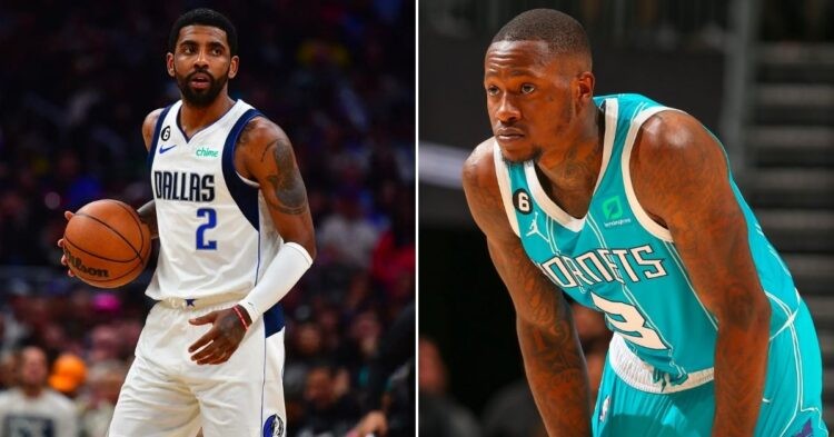 Dallas Mavericks' Kyrie Irving and Charlotte Hornets' Terry Rozier