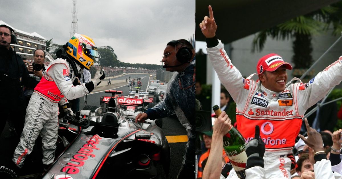 Lewis Hamilton after winning his 1st title with McLaren in 2008 in the last lap (Credit- TheSportsRush, F1 Experiences)