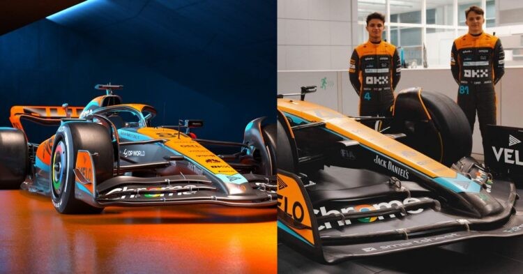 MCL60 (left), Lando Norris and Oscar Piastri with MCL60 (right) (Credits- FormulaNerds.com, Fox Sports)