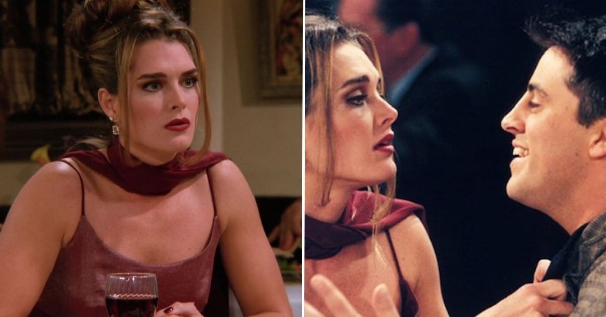 Brooke Shields playing the role of Erika Fords in the sitcom 'Friends' alongside Matt Le Blanc (Credit: Netflix)