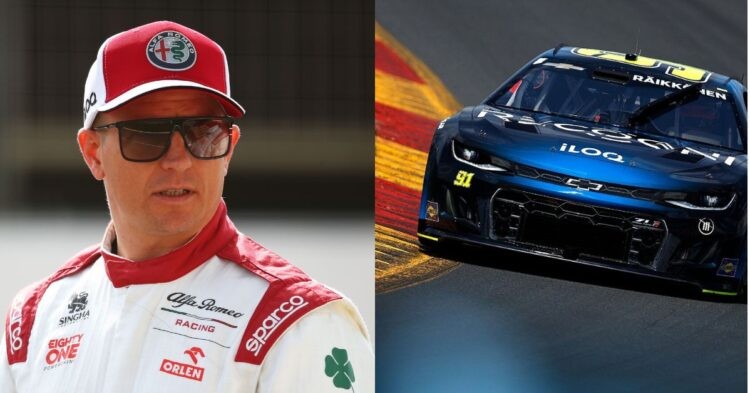 Kimi Raikkonen (left), Raikkonen's NASCAR vehicle (right) (Credit- Autoweek, Marca)