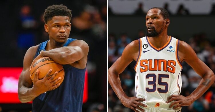 Timberwolves' Anthony Edwards and Suns' Kevin Durant