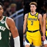 Bucks Giannis Antetokounmpo and Indiana Pacers