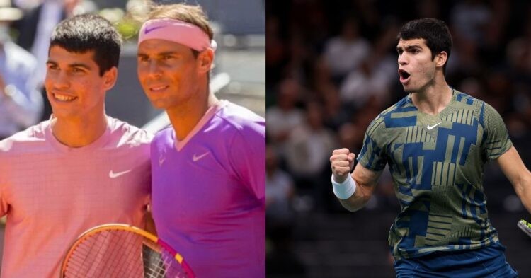 Carlos Alcarz and Nadal (left), Carlos Alcaraz (right) (Credits - Tennishead, CNN)