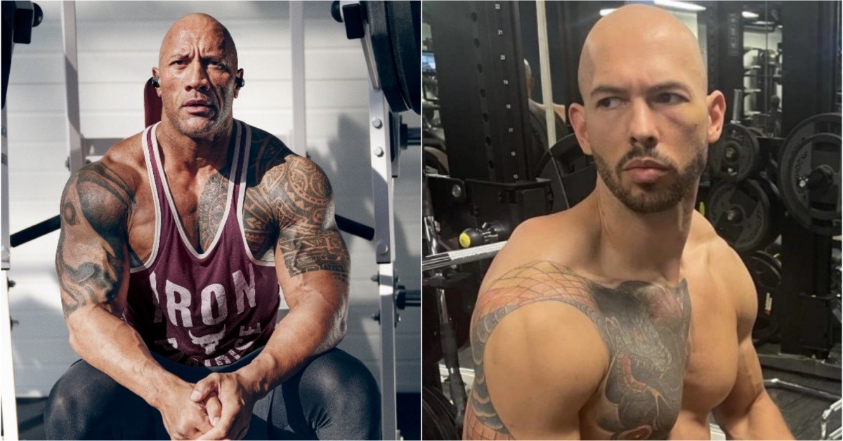 Dwayne Johnson (left) and Andrew Tate (right]