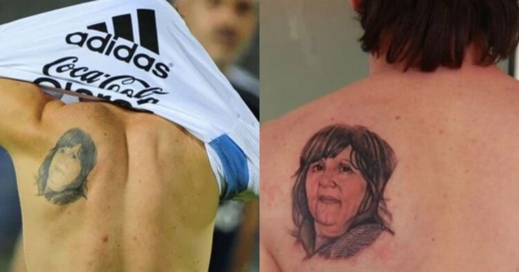 Lionel Messi back tattoo