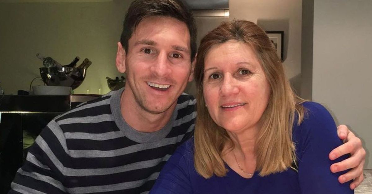 Lionel Messi and his mother